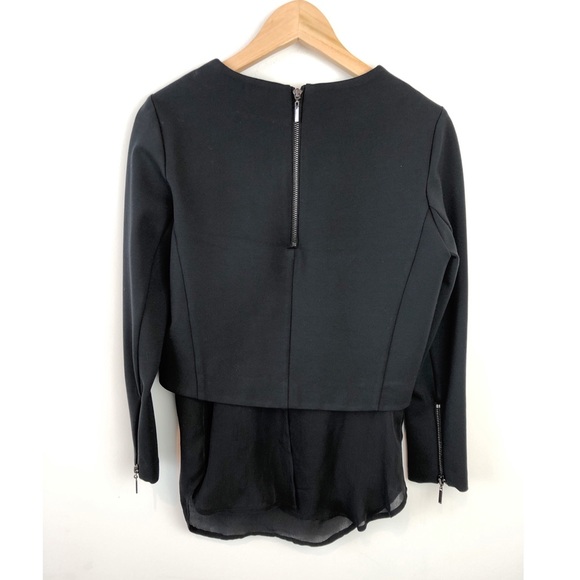 Neiman Marcus A.Moss Long Sleeve Black Top - Picture 4 of 8